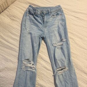 American Eagle Outfitters Light Blue Ripped Straight Leg Jeans